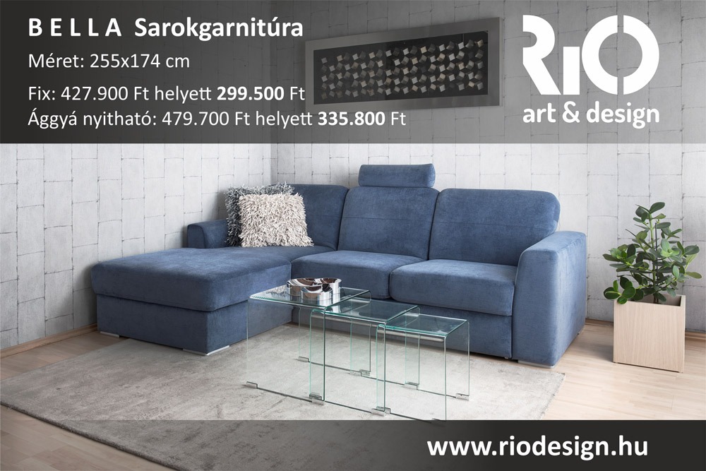Bella sarokgarnitúra Rio art & design - ADA kanapék és ülőgarnitúrák