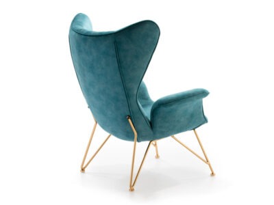 a Sacha fotel egyedi kék színe esztétikus hatást kelt a nappaliban és a hálószobában is