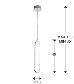 Schuller Colette függeszték ovális LED szalag króm vázlatrajz