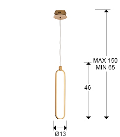Schuller Colette függeszték ovális LED szalag rózsaarany vázlatrajz