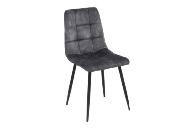 A Fernando KD sötét szürke bársony étkezőszék elegáns, modern megjelenésével tökéletes kiegészítője lehet az Ön otthonának. Selymes tapintású kárpitozása és kényelmes, párnázott ülőfelülete tökéletes választás lehet bármely étkezőnek vagy nappalinak.