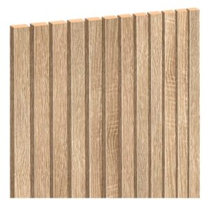 A Sonoma tölgy Slim lamella modern, keskeny fa lamella, mely meleg tölgy árnyalatával természetes, otthonos hangulatot teremt a térben. 2,8 cm szélességével könnyen méretre szabható és harmónikusan illeszkedik faldekorációként bármely enteriőrbe.