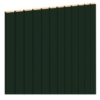 A Sötét zöld Slim lamella modern, keskeny fa lamella, amely elegáns, mély zöld árnyalatával frissességet visz a térbe. Egyszerűen méretre szabható és könnyedén alkalmazható faldekorációként bármely enteriőrben.