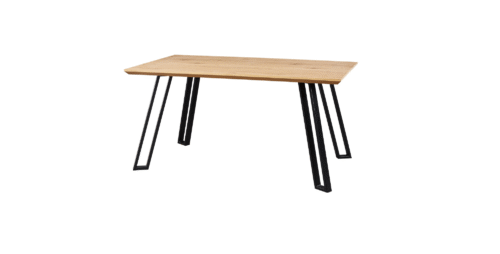 Rio 147 étkezőasztal MDF-ből készült, tölgy színű asztallappal, matt fekete fém lábakkal. 3D fém kerettel.