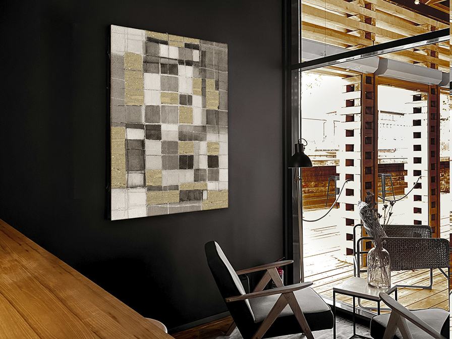 Abstractio festmény 788717 Abstractio festmény 788717 akrilfestékkel készült, arany dekorral, feszített vásznon. Polisztirol keretben. Függőlegesen és vízszintesen is felakasztható.