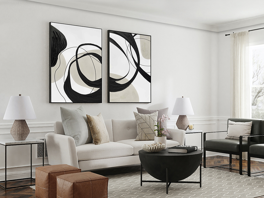 Actio I festmény 386548 Actio I festmény 386548 akrilfestékkel készült, monokróm dekorral, feszített vásznon. Polisztirol keretben. Függőlegesen és vízszintesen is felakasztható.