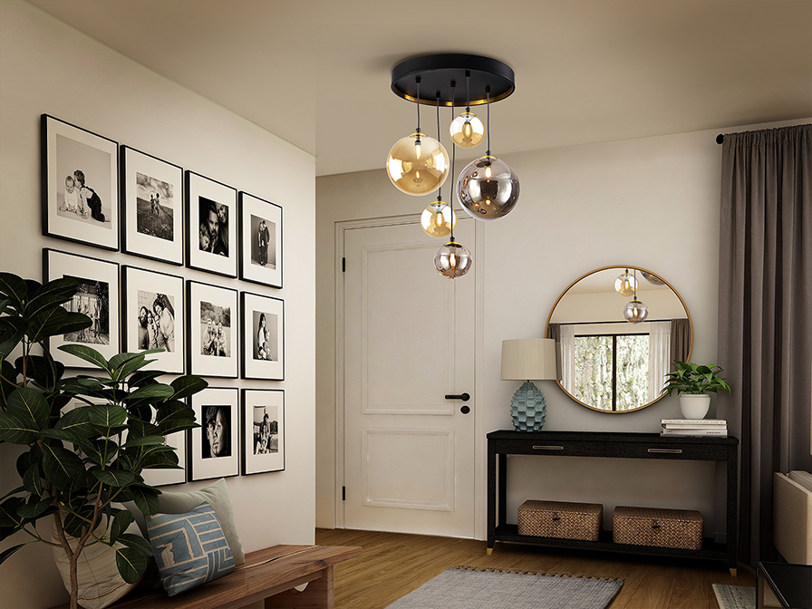 Dark csillár 439574 Dark csillár 439574 fémből készült csillár, matt fekete felülettel szatén arany részletekkel. Polikarbonát lámpa búrkkal borostyán és füstszürke díszítéssel