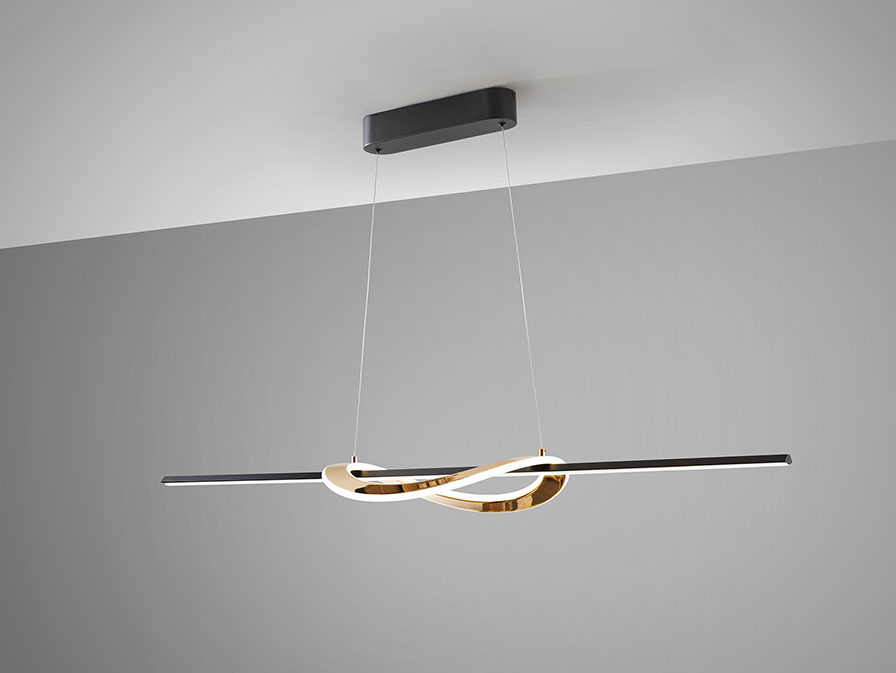 Enora csillár 228091 Enora csillár 228091 elegáns fényes arany és matt fekete felülettel. Opál szilikon diffúzorral. Állítható hosszúsággal.