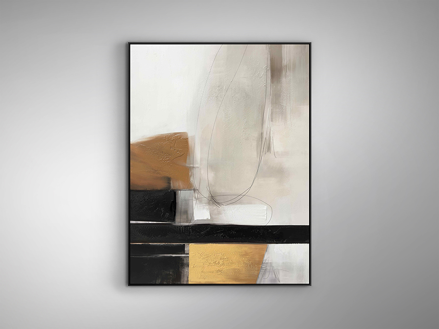 Espacios I festmény 301626 Espacios I festmény 301626 akrilfestékkel készült, arany dekorral, feszített vásznon. Polisztirol keretben. Függőlegesen és vízszintesen is felakasztható.