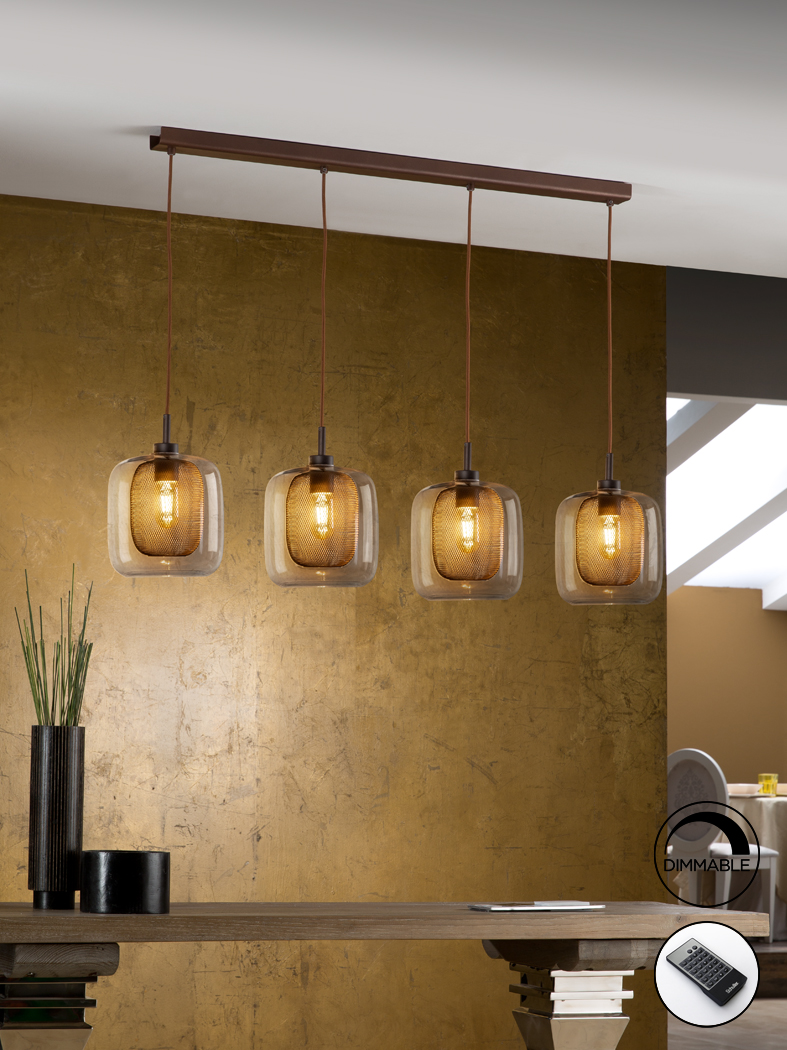 Fox csillár 653422D Fox csillár 653422D fémből készült csillár, csokoládé színű felülettel. Kettős rétegű búrával: a belső, sűrű fémháló, a külső áttetsző üvegbúra.