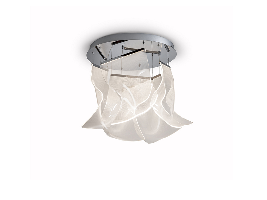 Velos csillár 609531ND Velos csillár 609531ND fémből készült csillár, krómozott felülettel. Mikroprintelt, formázott metakrilát búrákkal. Állítható hosszúsággal.