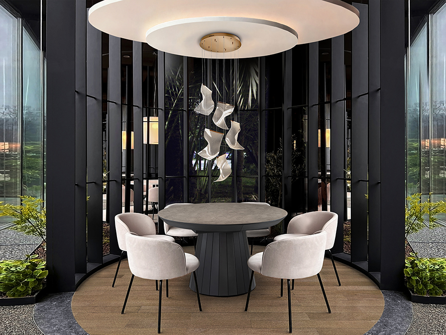 Velos csillár 609583 Velos csillár 609583 fémből készült csillár, rózsaarany felülettel. Mikroprintelt, formázott metakrilát búrákkal. Állítható hosszúsággal.