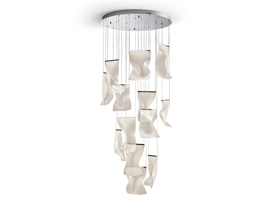 Velos csillár 609647ND Velos csillár 609647ND fémből készült csillár, krómozott felülettel. Mikroprintelt, formázott metakrilát búrákkal. Állítható hosszúsággal.