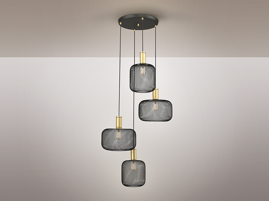 Osiris csillár 910477 Osiris csillár 910477 fémből készült függeszték, fekete felülettel. A lámpabúra fémhálóból készült, fekete felülettel. Állítható hosszúsággal.