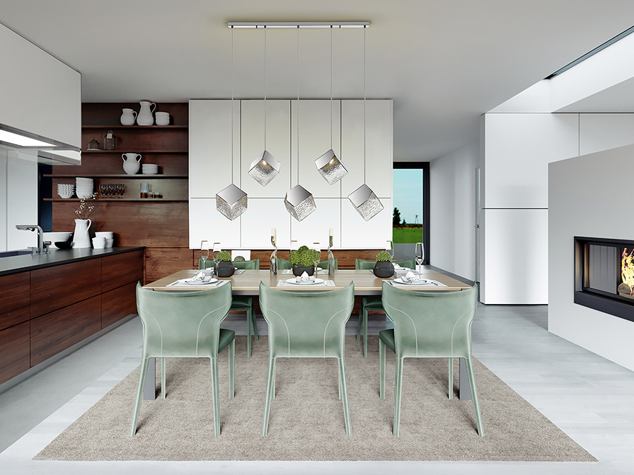 Priscila csillár 720588 Priscila csillár 720588 fémből és acélból készült, króm felülettel. A lámpabúra kocka alakú, texturált üvegből készült. Állítható hosszúsággal.