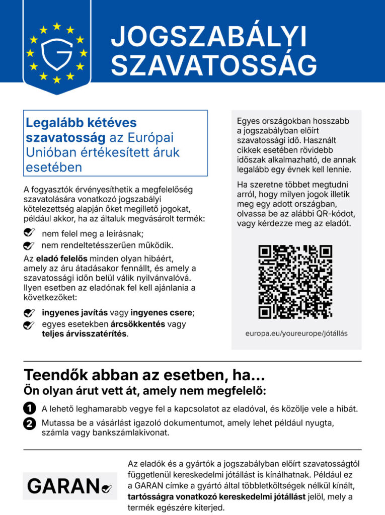Harmonizált értesítés jogszabályi szavatosságról